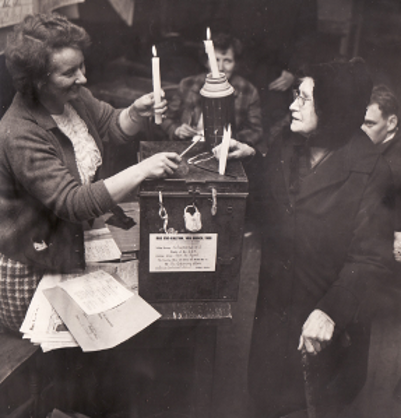 Biddy Commane of Ballyknock performs her civic duty in 1968